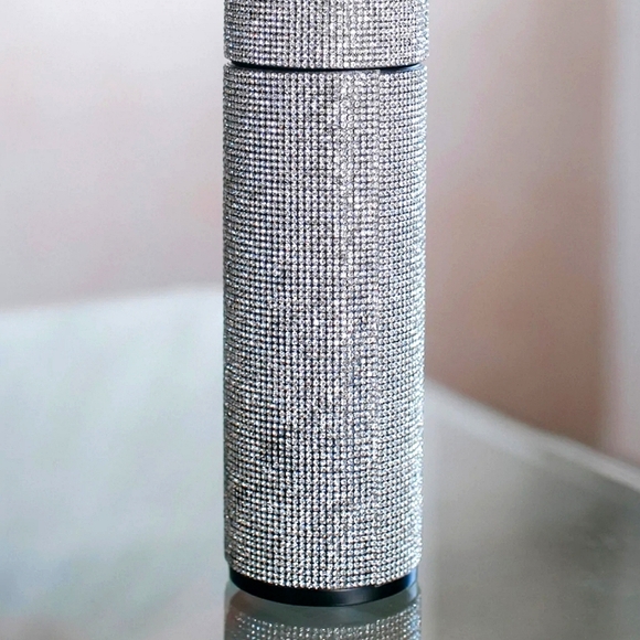 Silver Blinged Out Stainless Steel LED Temperature Display Tumbler /Tea Infuser - Picture 4 of 7